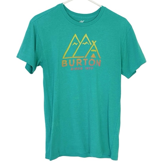 Burton Tshirt Tee Mens Size Small Recycled Mountain Dew Bottles Crewneck Green - Picture 1 of 7